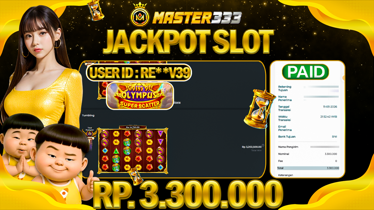 JACKPOT 3.300.000 JUTA DI MASTER333 LANGSUNG DIBAYAR LUNAS